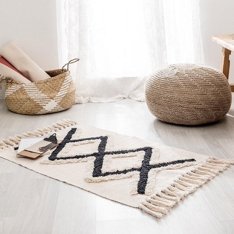 Retro Bohemian Hand Woven Tassel Carpet Rug - Zayd’s Department Store