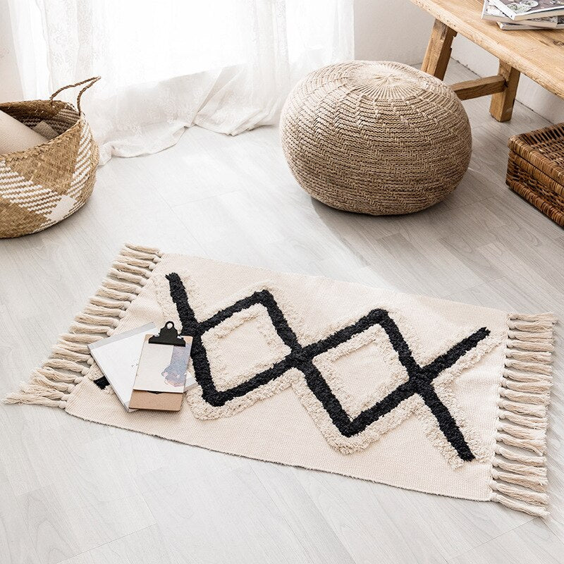 Retro Bohemian Hand Woven Tassel Carpet Rug - Zayd’s Department Store