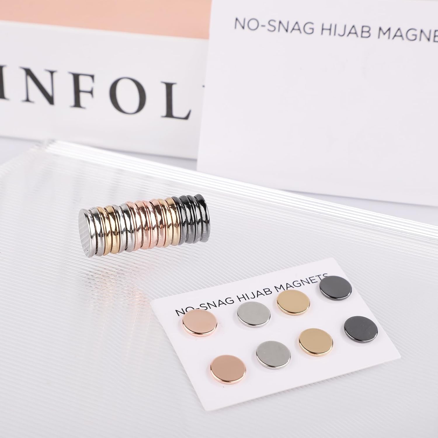 8Pcs Magnetic Hijab Pins, Multipurpose Strong Magnetic Scarf Clasp Hijab Buttons No Snag Hijab Magnets Pinless Brooch Hijab Pins for Women Clothing Scarves (Oblate Style)