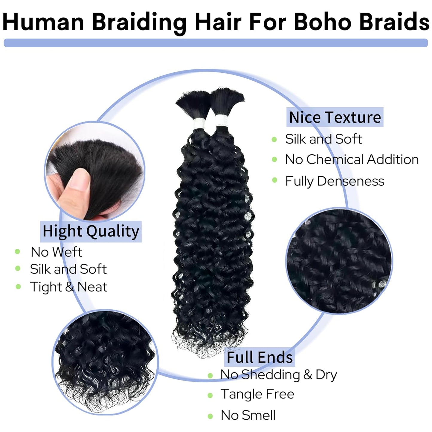 Human Braiding Hair for Boho Braids 26Inch 100% Human Hair Water Wave Bulk Braiding Knotless No Weft Curly Bundles Human Hair Wet and Wavy Micro Hair Extensions Bulk 2 Bundles 100G Hair Natural Color