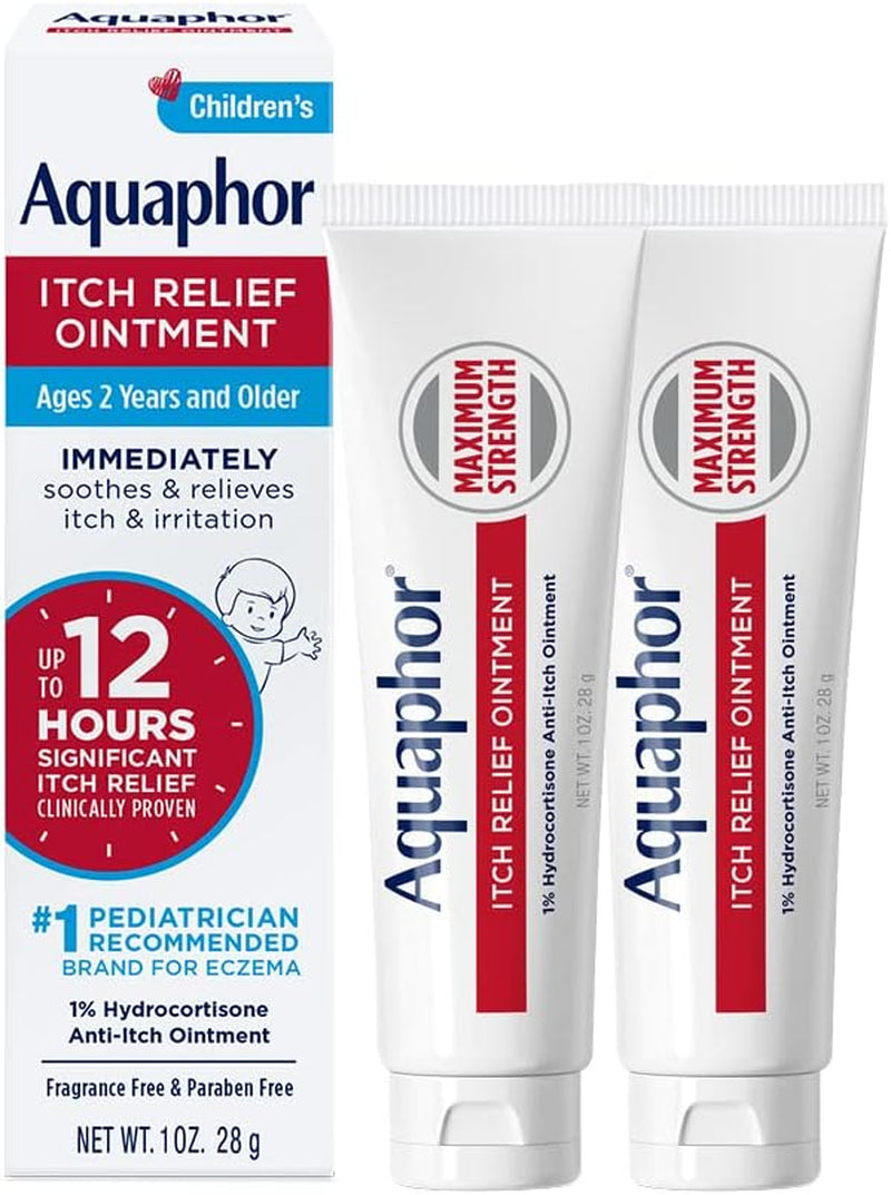 Children'S Itch Relief Ointment, 1% Hydrocortisone anti Itch Ointment for Skin Irritation, Insect Bites, Psoriasis, Skin Rashes Eczema & Poison Ivy, Fragrance Free, 1 Oz Tube, Pack of 2