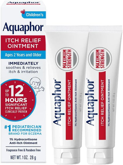 Children'S Itch Relief Ointment, 1% Hydrocortisone anti Itch Ointment for Skin Irritation, Insect Bites, Psoriasis, Skin Rashes Eczema & Poison Ivy, Fragrance Free, 1 Oz Tube, Pack of 2