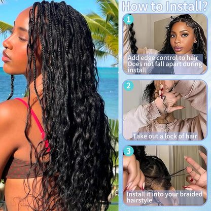 Human Braiding Hair for Boho Braids 26Inch 100% Human Hair Water Wave Bulk Braiding Knotless No Weft Curly Bundles Human Hair Wet and Wavy Micro Hair Extensions Bulk 2 Bundles 100G Hair Natural Color