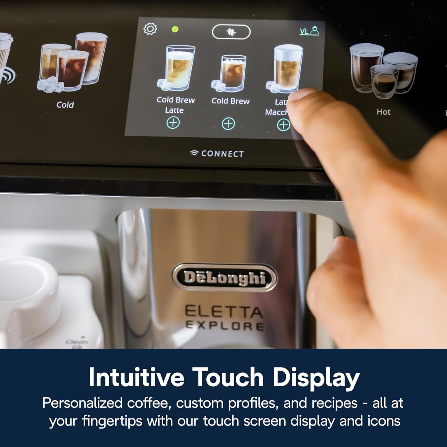 De'Longhi Eletta Explore Espresso Machine with Coffee Grinder, Milk Frother | #1 Worldwide Espresso Machine Maker, 50+ One-Touch Recipes, Travel Mug, Hot & Cold Frother, Built-In Grinder, 4 User Profiles