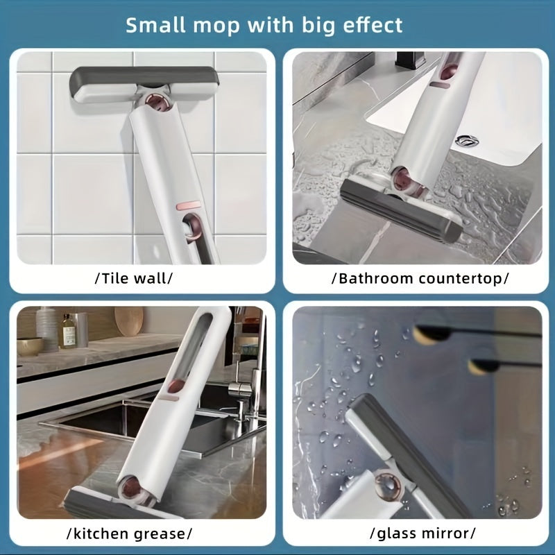 Nouvelle mini serpillère portable à pression automatique, serpillère absorbante puissante et sans lavage à la main, multifonction, portable, pour nettoyage de vitres de bureau, de cuisine, de voiture, éponge, outils de nettoyage pour la maison