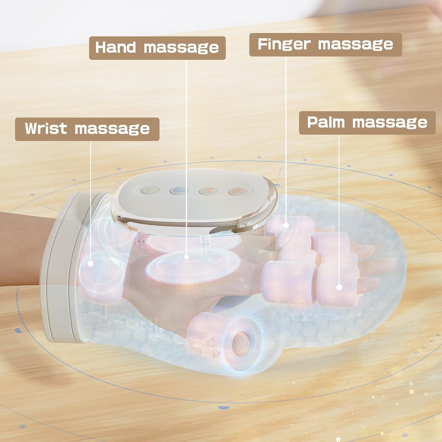 Hand Massager with Heat and Compression for Arthritis,White | Cordless Electric Hand and Wrist Massager，Finger Pain Relief - 5 Levels 3D Wave Pressure, 3 Heat Settings - Ideal Gift