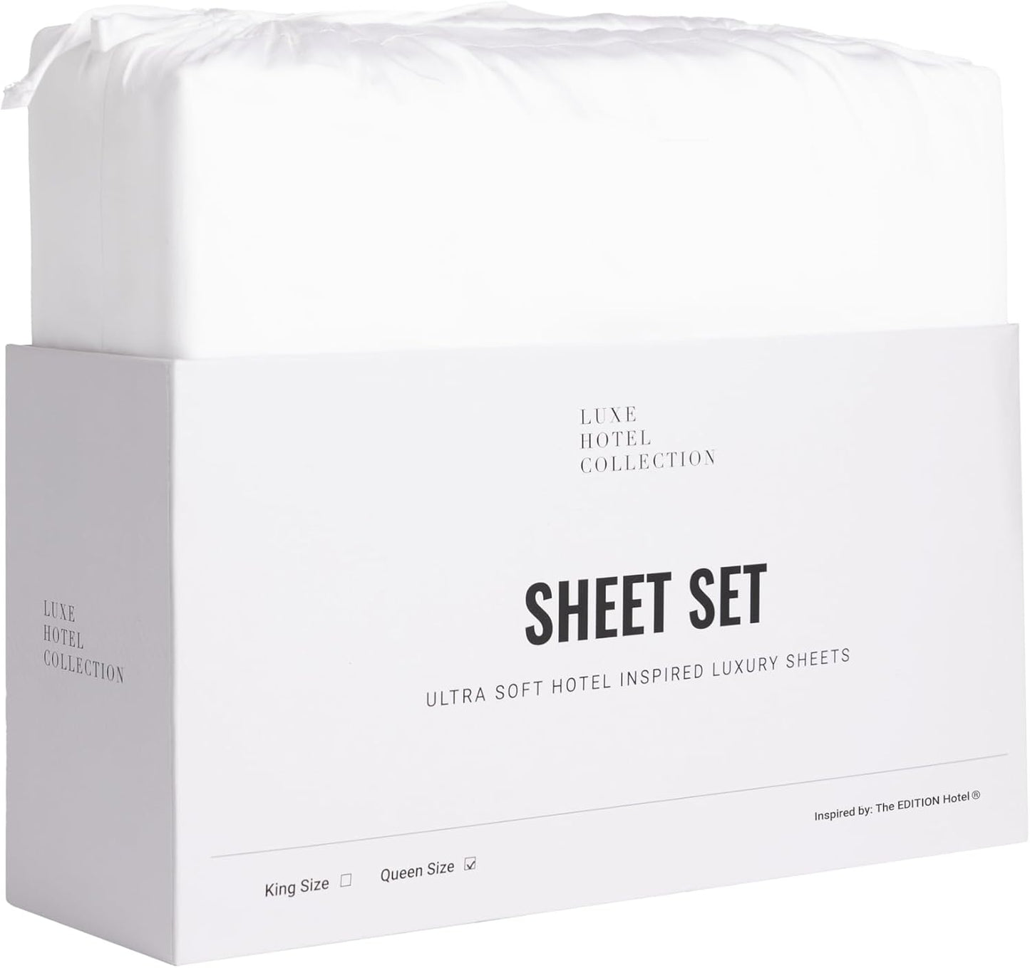 Luxury Sateen Cotton Sheet Set, 100% Certified Extra-Long-Staple Cotton, Ultra-Soft, Breathable & Smooth, the Edition Hotel Luxe Cotton Blend Sheet Set (White, Queen (U.S. Standard)