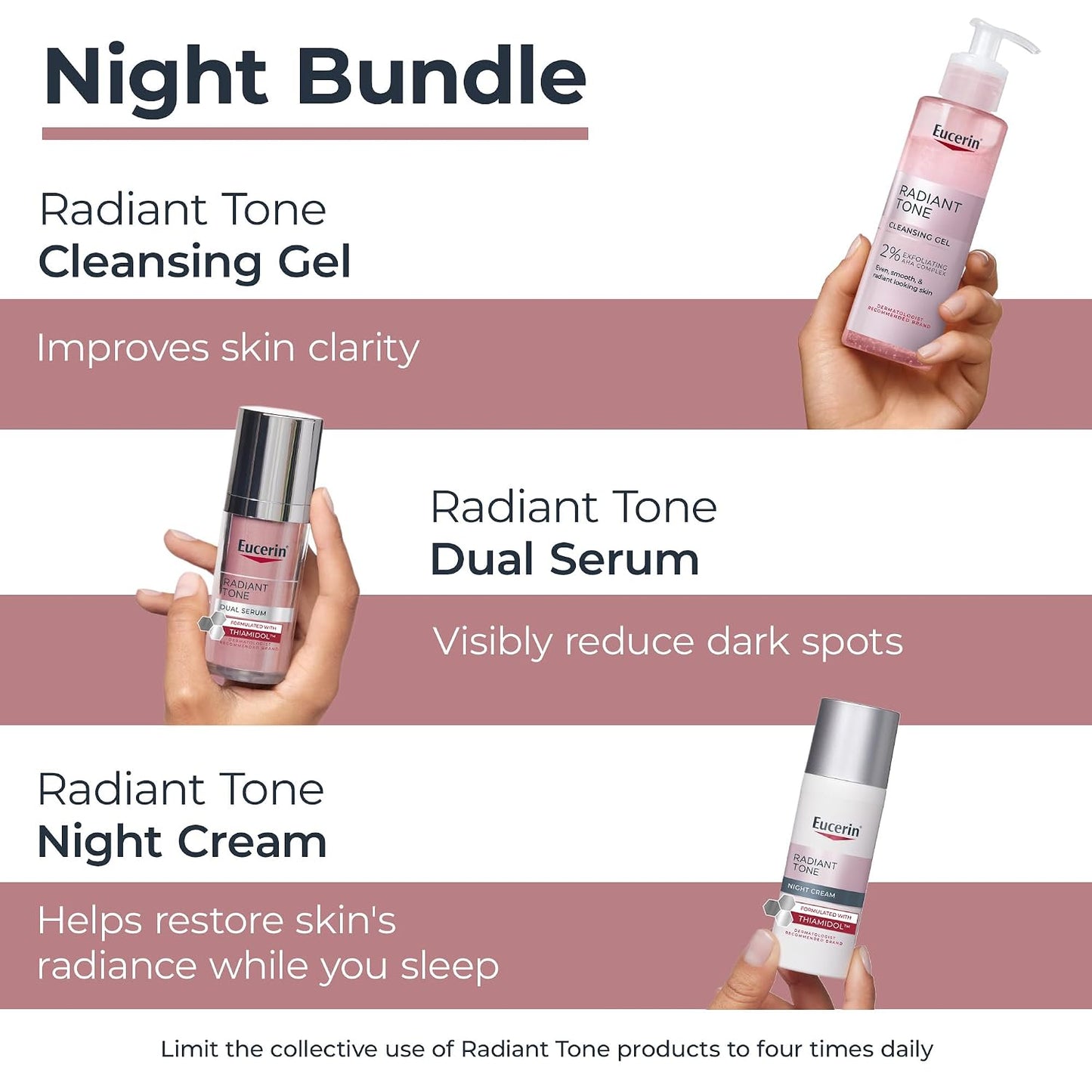 Radiant Tone Night Skin Routine Bundle, Variety Pack, 3 Items
