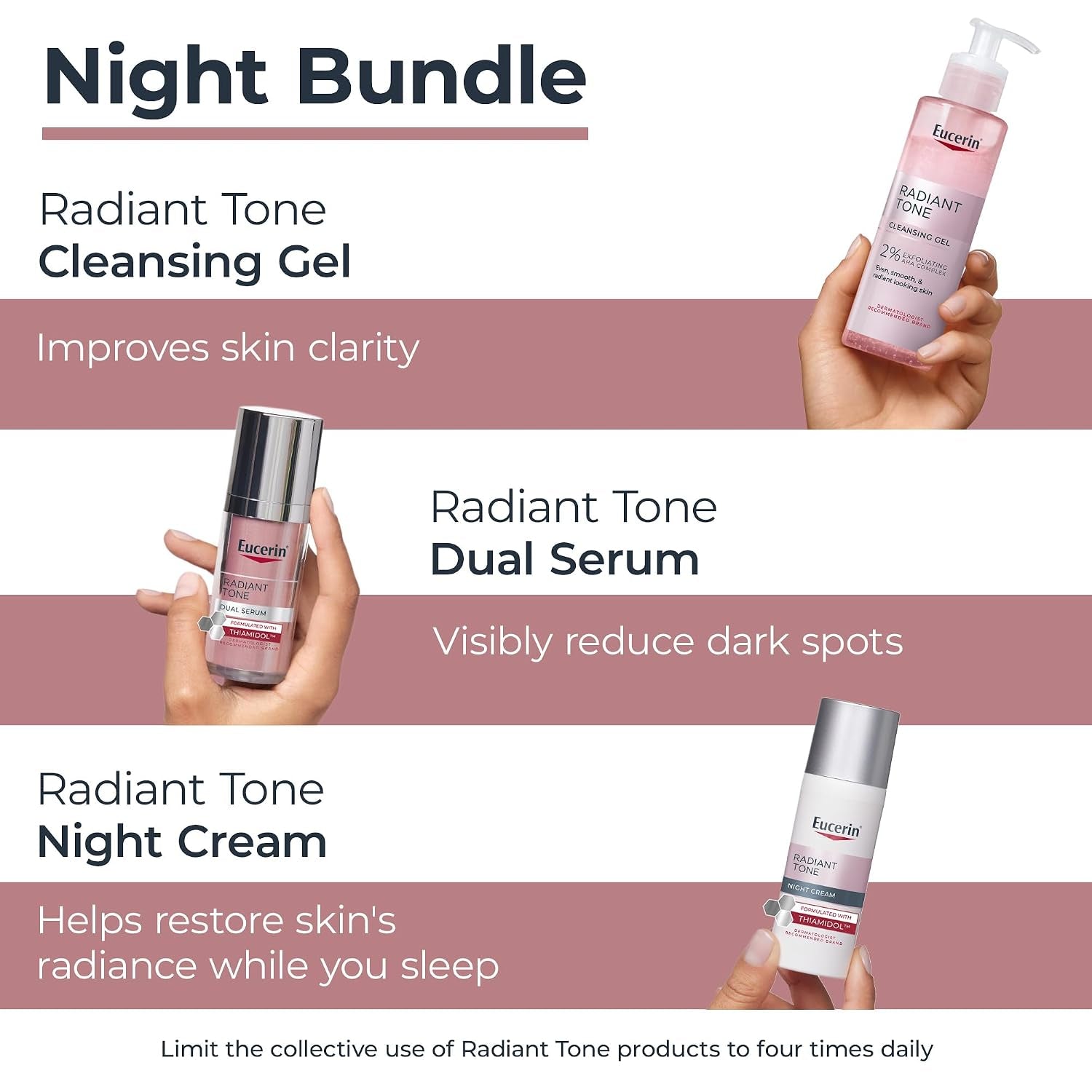 Radiant Tone Night Skin Routine Bundle, Variety Pack, 3 Items