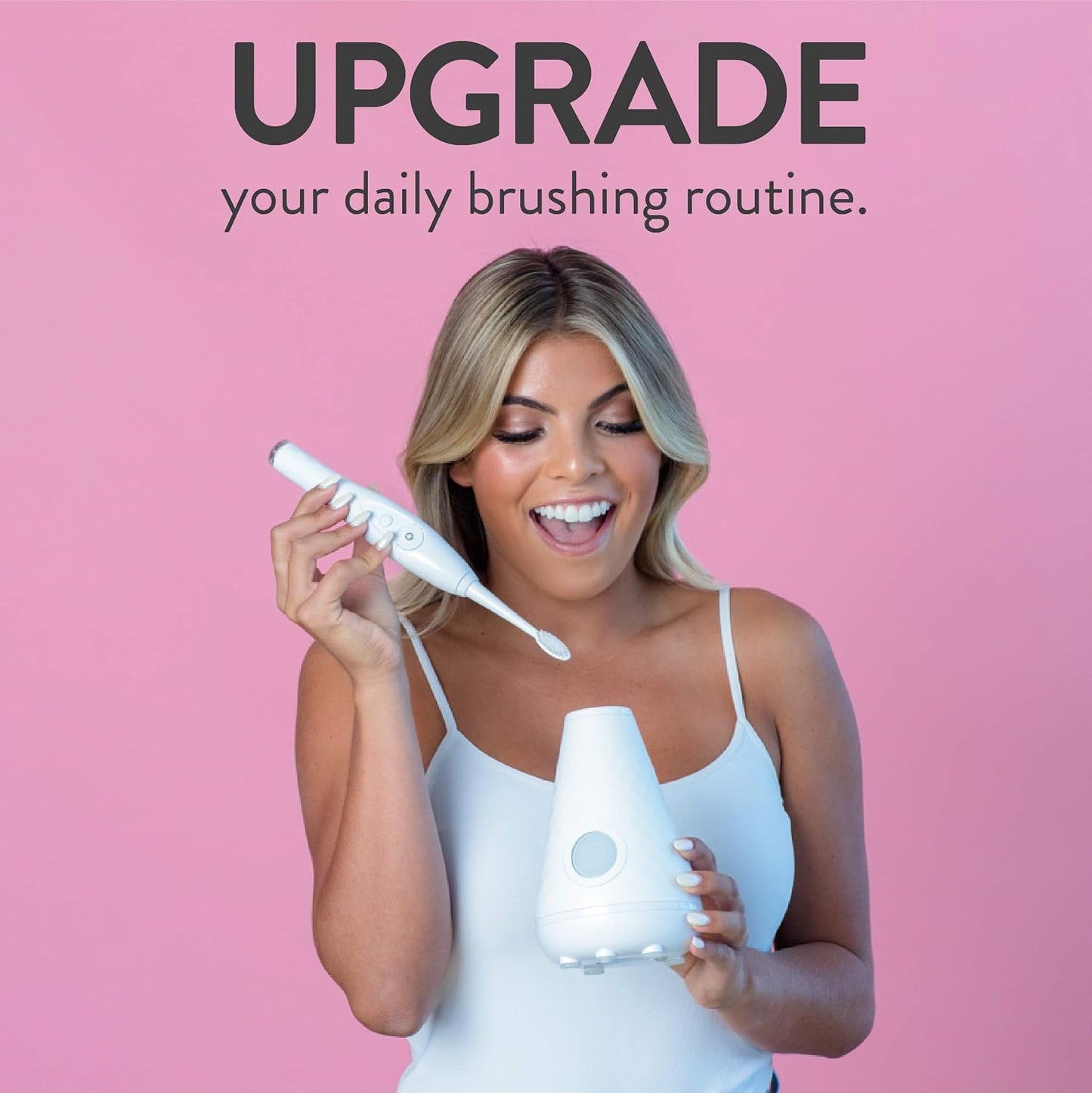 UV Sanitizing Sonic Toothbrush and Cleaning Station, Electric Toothbrush, Dual Speed Setting, White