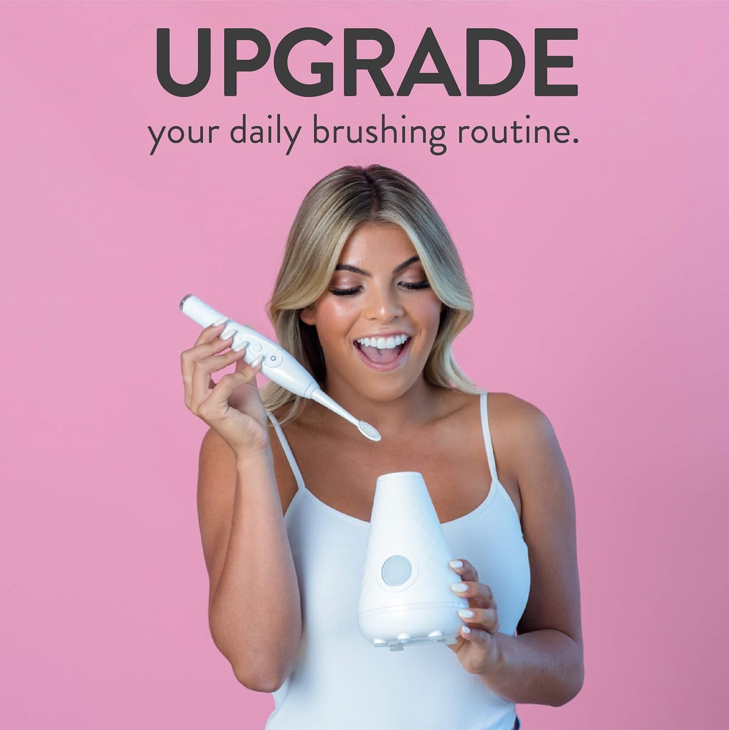 UV Sanitizing Sonic Toothbrush and Cleaning Station, Electric Toothbrush, Dual Speed Setting, White