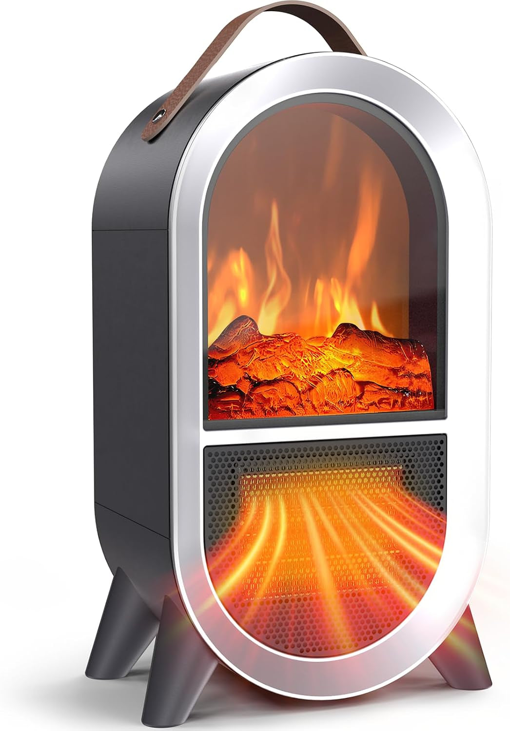 Portable Electric Fireplace Heater for Home Office, Black