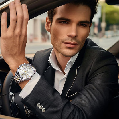Watches for Men Luxury Diamond Casual Large Dial Watches Stainless Steel Waterproof Business Dress Analog Luminous Date Mens Watches
