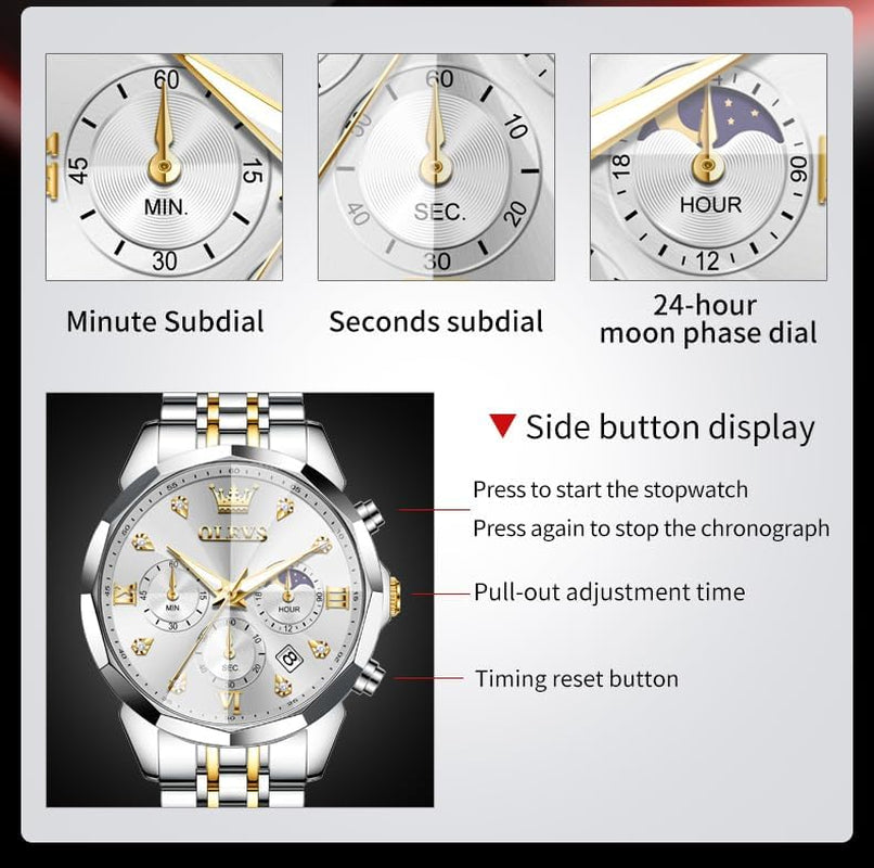 Watches for Men Luxury Diamond Casual Large Dial Watches Stainless Steel Waterproof Business Dress Analog Luminous Date Mens Watches