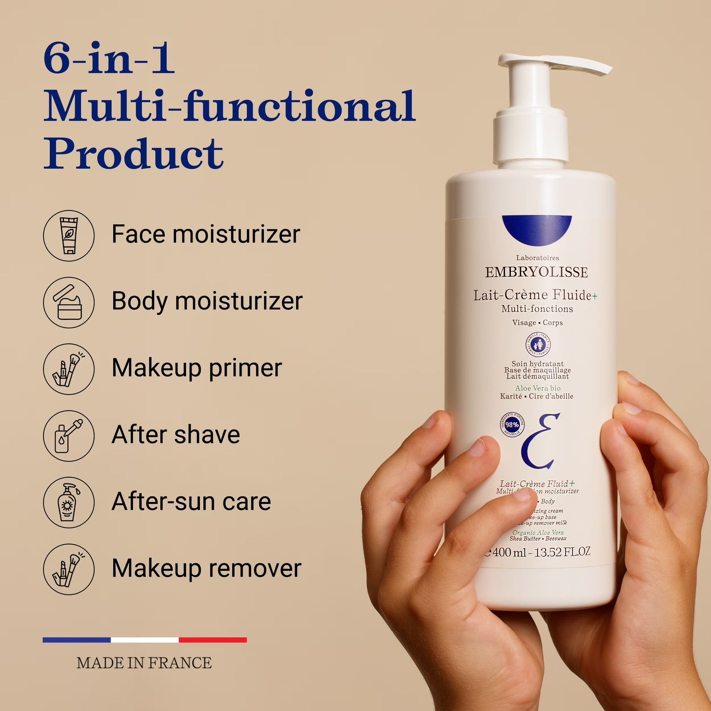 Lait-Crème Fluid+ Face and Body Moisturizer, 2.54 Fl Oz