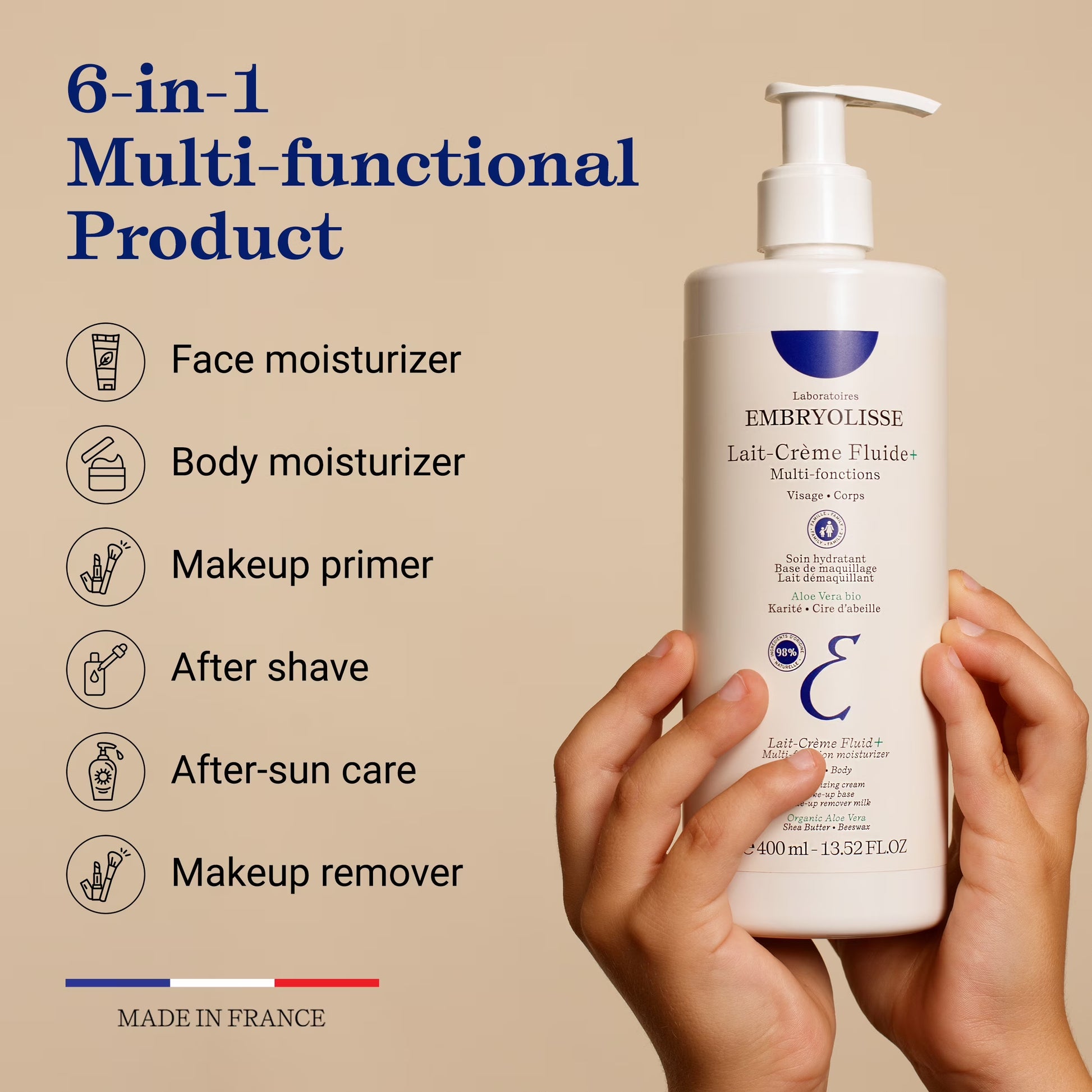Lait-Crème Fluid+ Face and Body Moisturizer, 2.54 Fl Oz