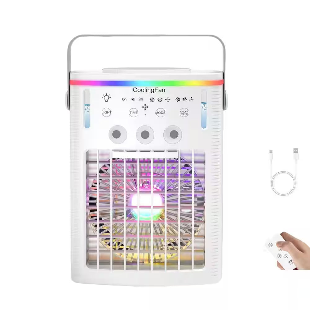 Portable Air Conditioner, 4-In-1 Portable Air Cooling Fan W/ 1000Ml Tank, 3 Speeds, Remote, 2 - 8H Timer, 7, No Heat