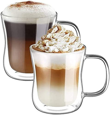 Double Walled Glass Coffee Mug,  Set of 2