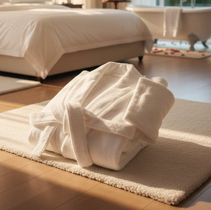 100% Ringspun Cotton White Sheared/Velour Bathrobes