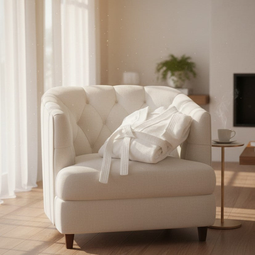 100% Ringspun Cotton White Sheared/Velour Bathrobes