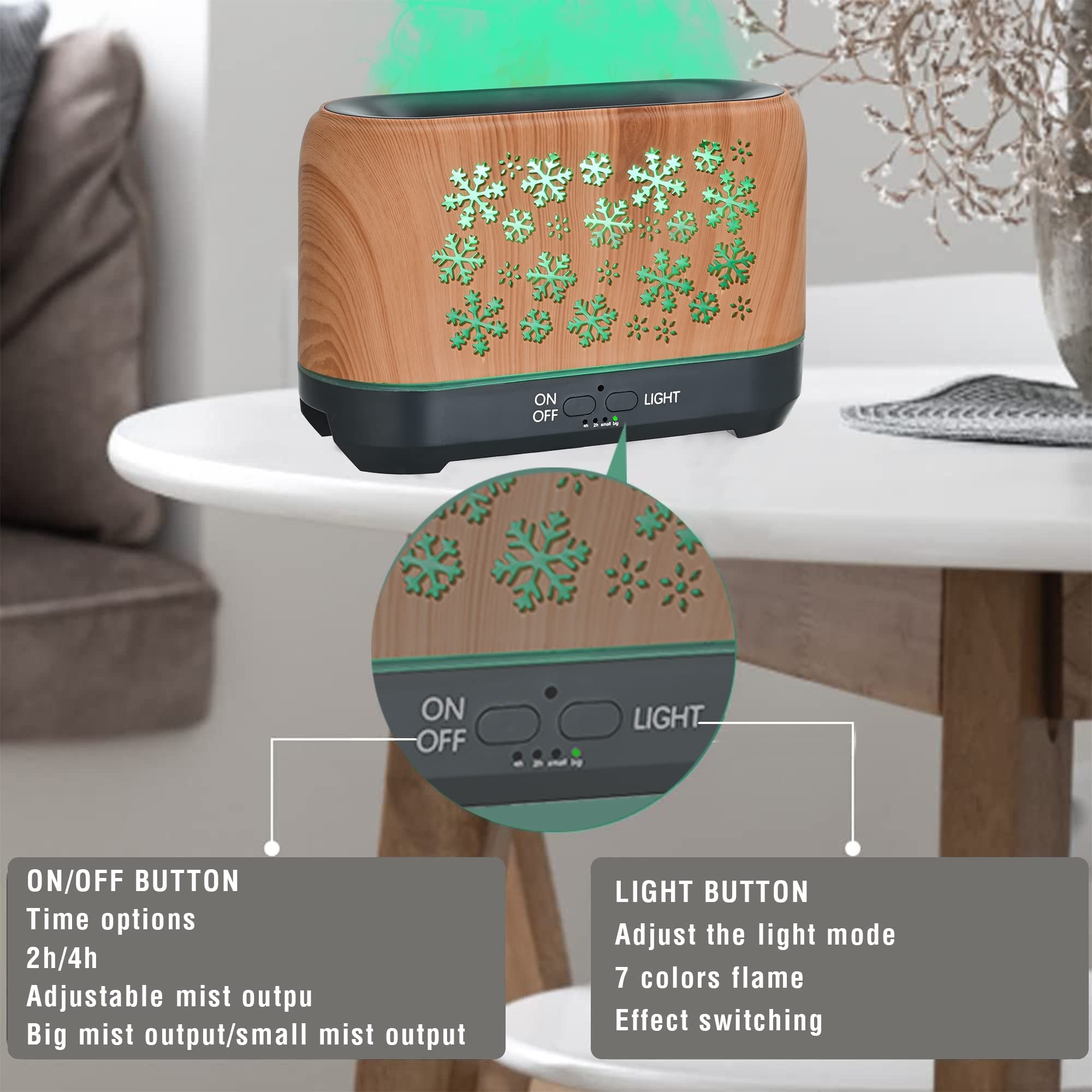 Humidificateur à motif de flocons de neige de Noël