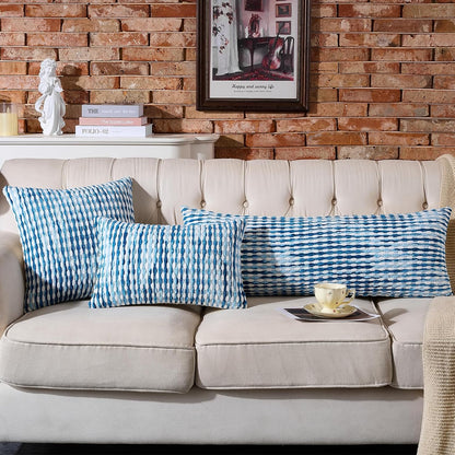 Boho Chenille Pillow Cover Decorative Tufted Pillowcase for Couch Bed Sofa Bedroom Living Room Modern 12 X 20-Inch Sky Blue