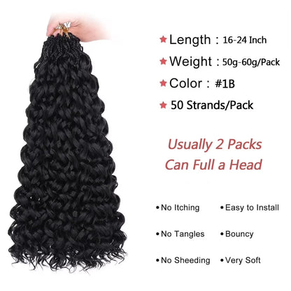 Ustar 100% Human Hair Crochet Extensions - Burmese Curly Boho Braiding Hair (50G/Pack)