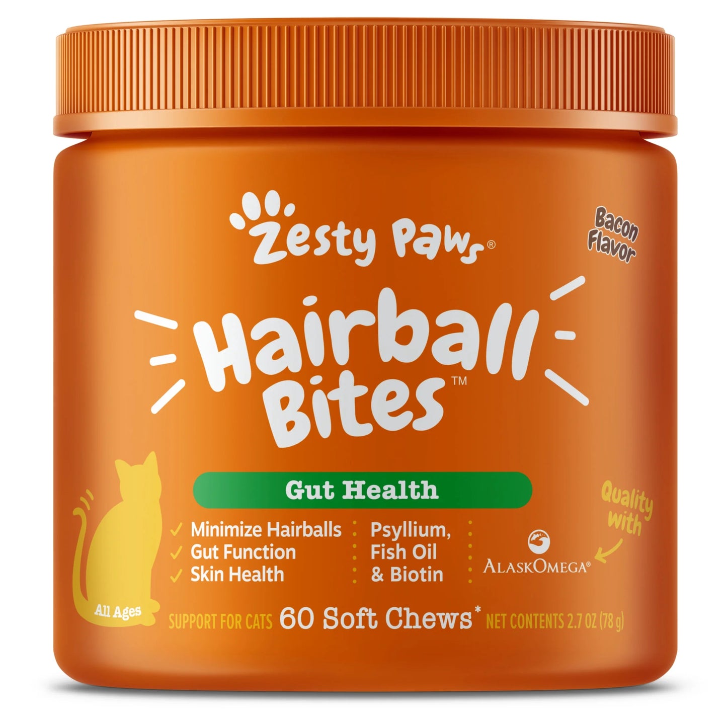 Hairball Chews Bacon Flavor, 60 Count