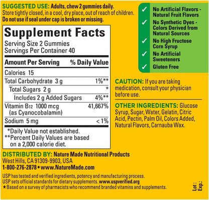 B12 Energy Gummies 80 Count, (Pack of 2), Flavor May Vary.