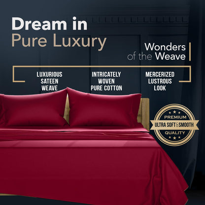 100% Egyptian Cotton Sheets Queen Size - 1500 Series High Thread Count Queen Bed Sheets Set (4 PC, Burgundy), 17" Deep Pocket Luxury Hotel Bedding Set - Couture Comfortin' Collection