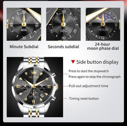 Watches for Men Luxury Diamond Casual Large Dial Watches Stainless Steel Waterproof Business Dress Analog Luminous Date Mens Watches