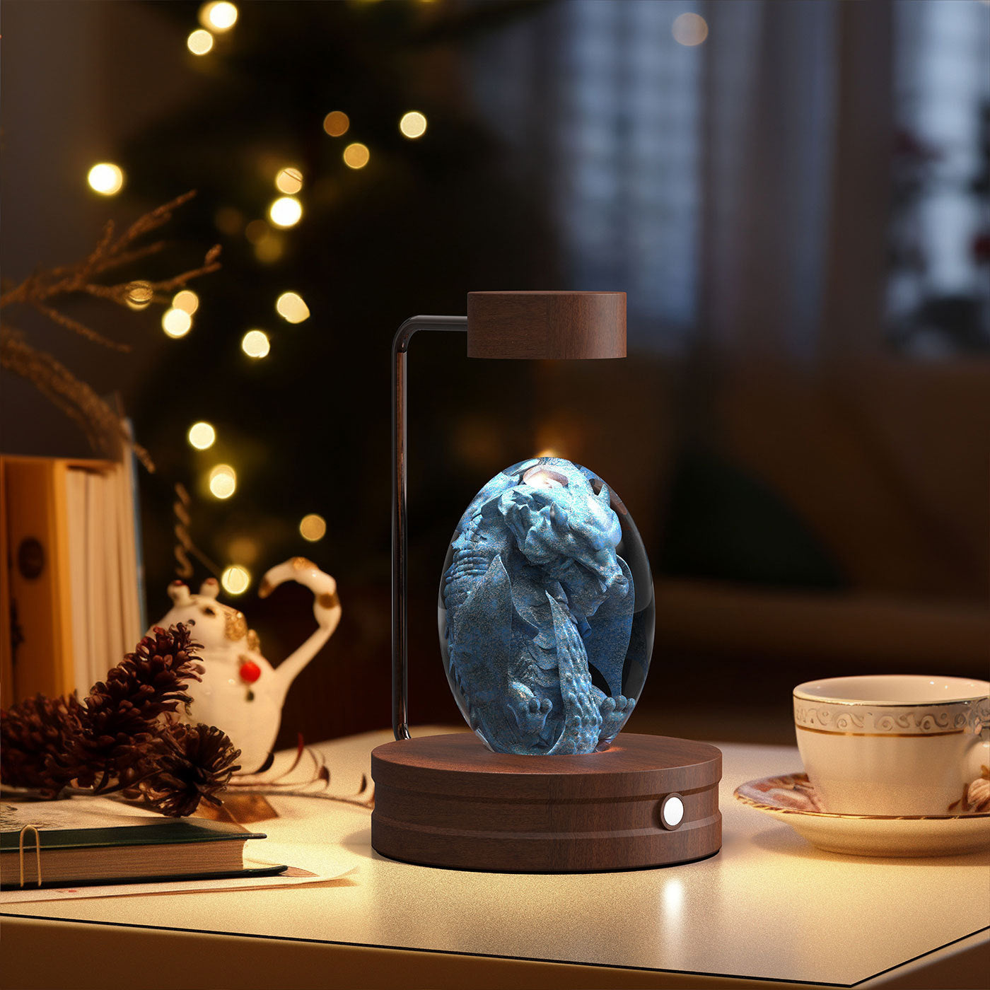 Veilleuse d'intérieur en forme de dinosaure cosmique avec boule de cristal, alimentation USB, lumière de chevet chaude, cadeau d'anniversaire