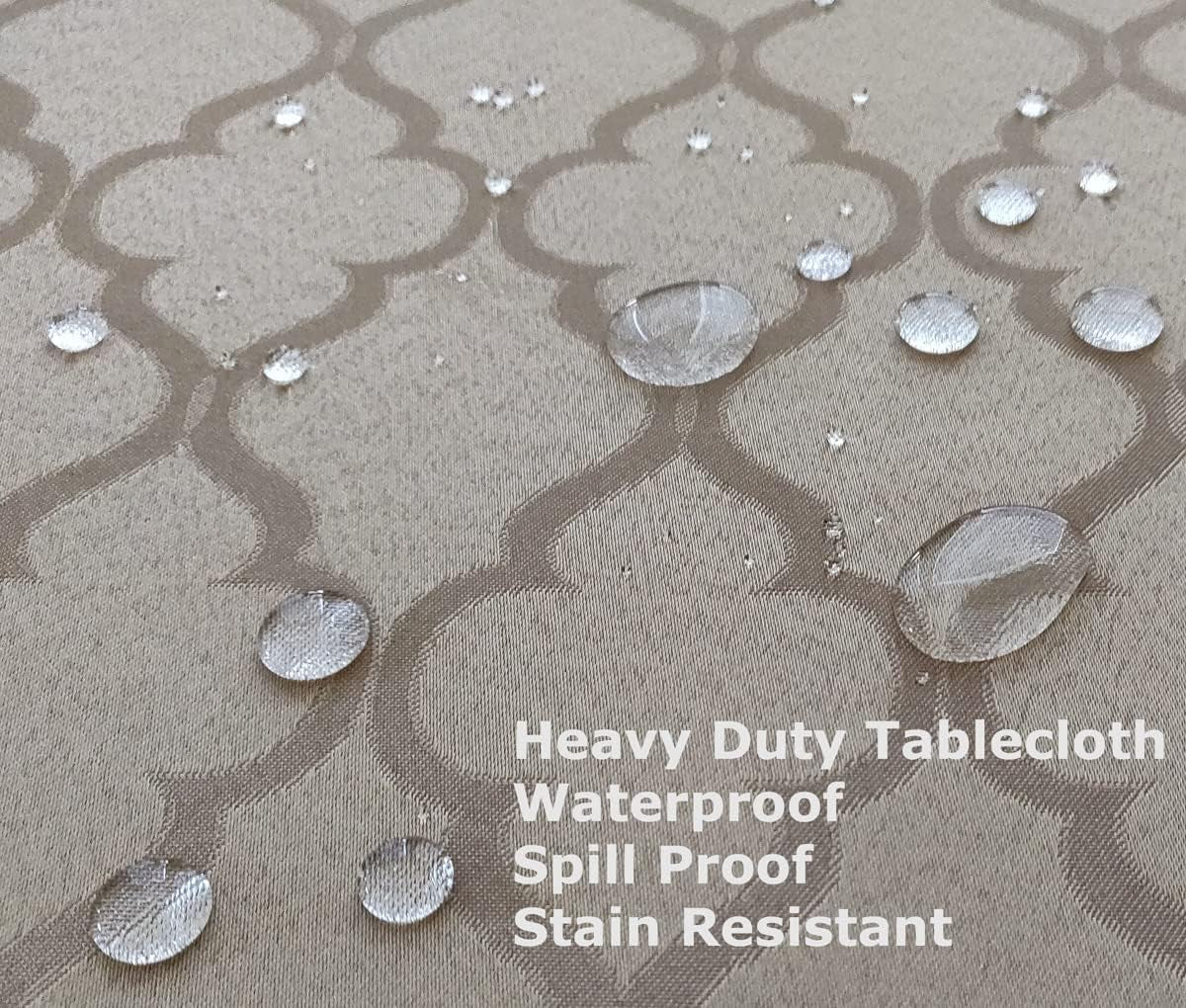 60 X 102 Inch Rectangular Moroccan Flower Jacquard Tablecloth Table Cover - Spill Proof/Stain Resistant/Waterproof/Wrinkle Free/Heavy Duty - Great for Parties, Dinner, Wedding (Gold)