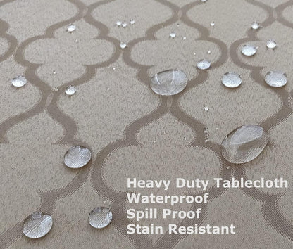 60 X 102 Inch Rectangular Moroccan Flower Jacquard Tablecloth Table Cover - Spill Proof/Stain Resistant/Waterproof/Wrinkle Free/Heavy Duty - Great for Parties, Dinner, Wedding (Gold)