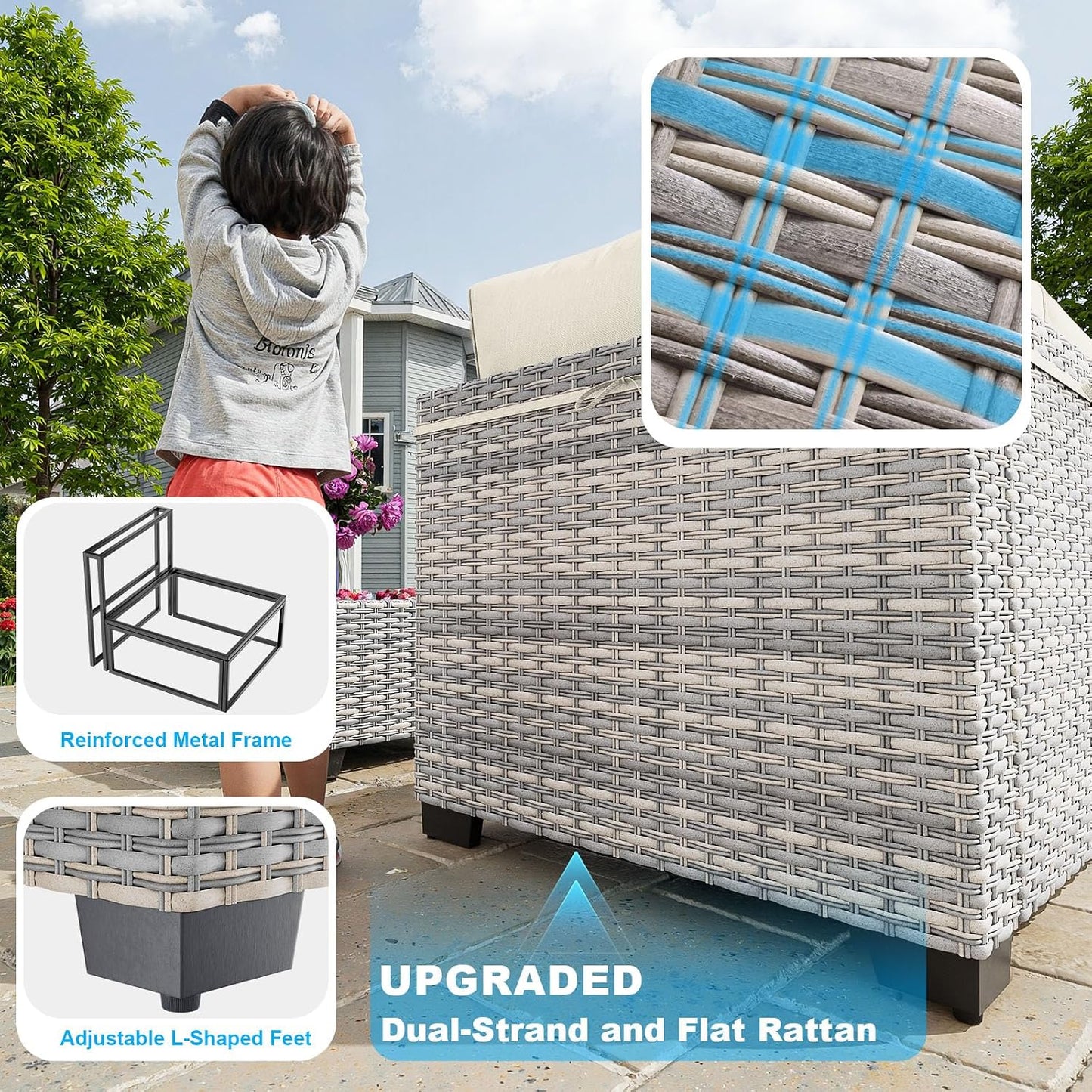 Outdoor PE Wicker Rattan Modular Patio Sectional Sofa Set