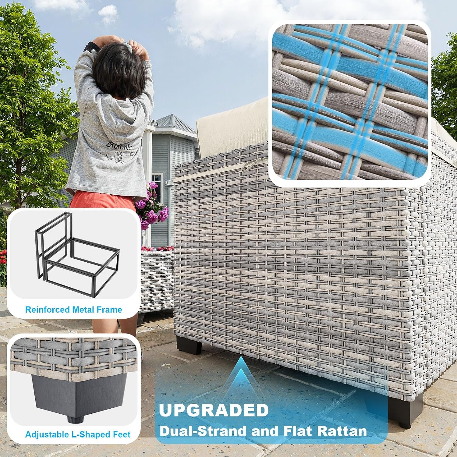 Outdoor PE Wicker Rattan Modular Patio Sectional Sofa Set
