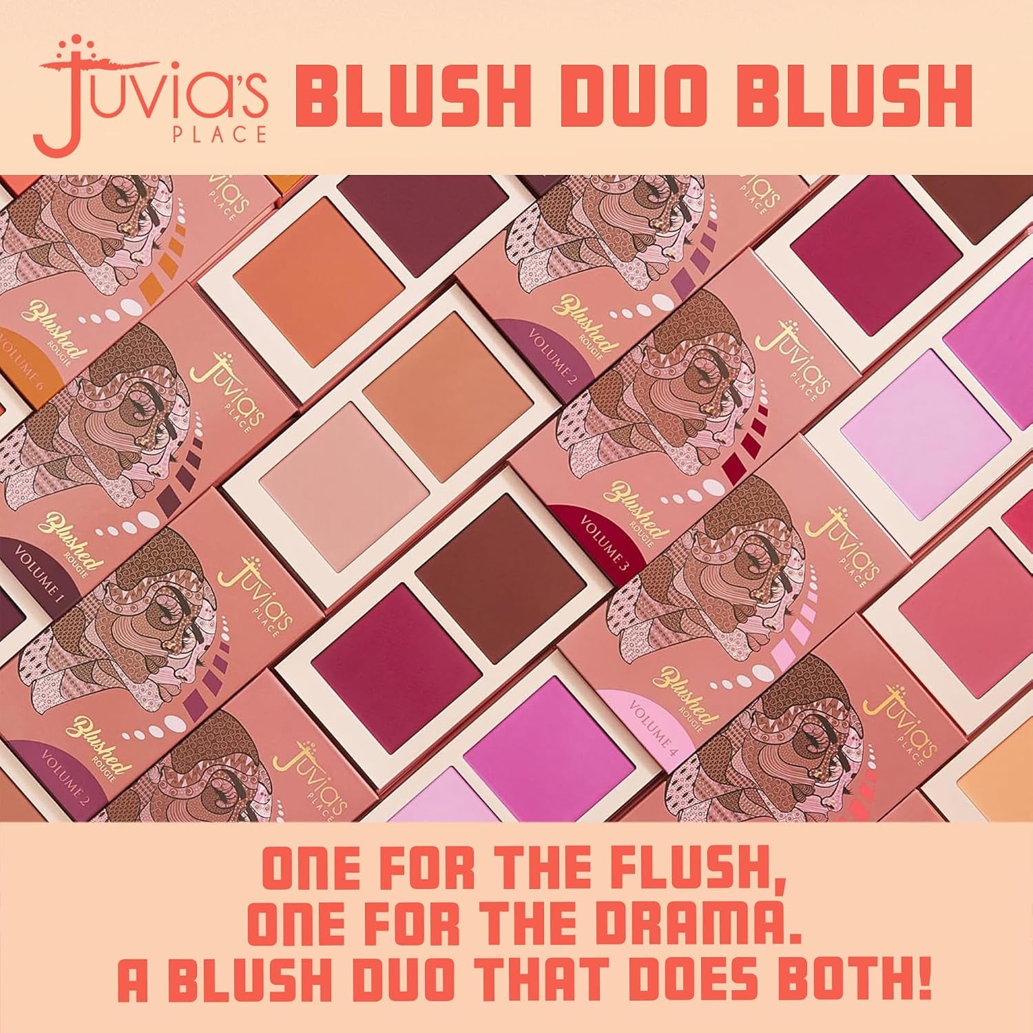 Duo Blush Vol 6, Shimmer Glow Makeup Powder - All Skin Color