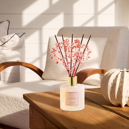 Premium Reed Diffuser Set with Preserved Baby'S Breath & Cotton Stick Sandalwood Rose | 6.7Oz Scent Fragrance Oil Diffuser for Bedroom Bathroom Home Décor