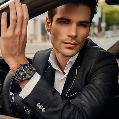 Watches for Men Luxury Diamond Casual Large Dial Watches Stainless Steel Waterproof Business Dress Analog Luminous Date Mens Watches