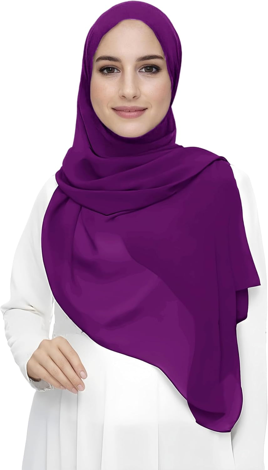 Premium Chiffon Hijab Head Scarf Shawl Wrap for Muslim Women Lightweight