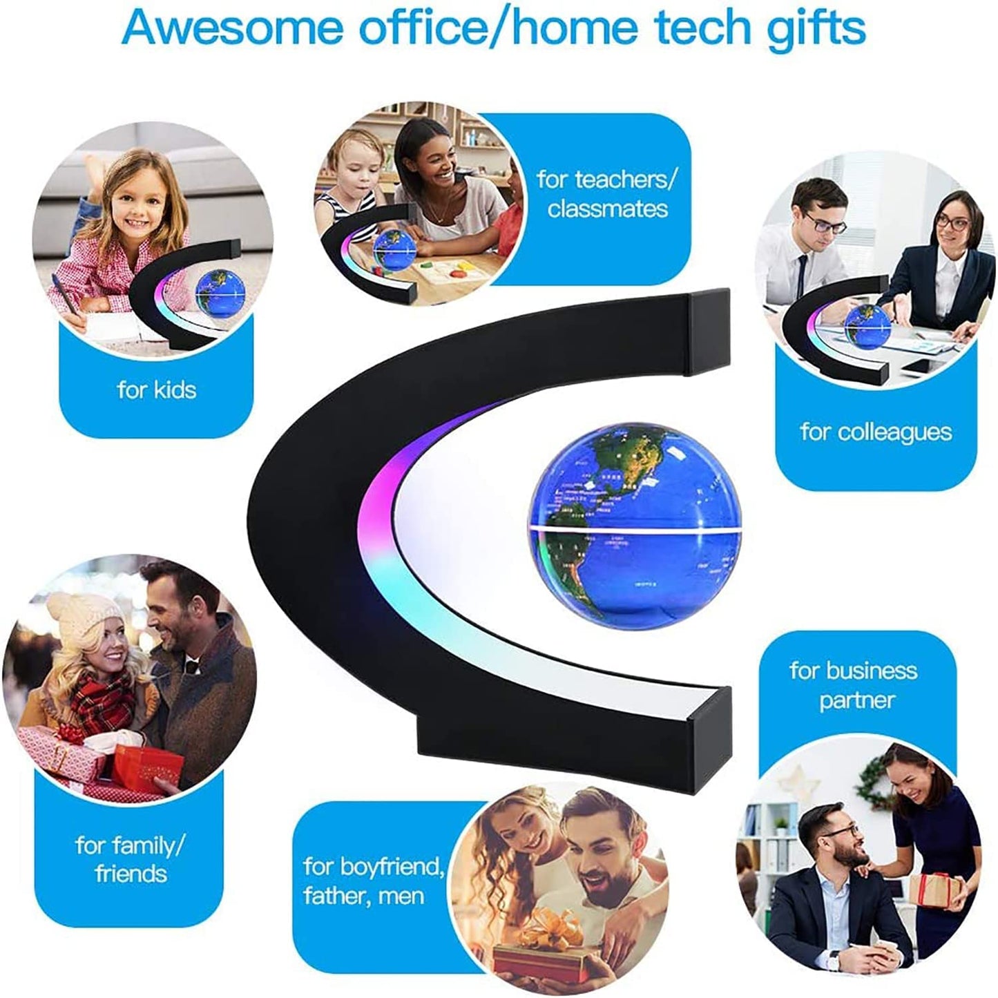 Magnetic Levitation Globe with LED Light, Desktop Decorations, Unique Gift | Father'S Day Gifts, Stunning Visuals, Atmospheric Lighting, Perfect Gift, Compact & Stylish, Valentine'S Day Gifts