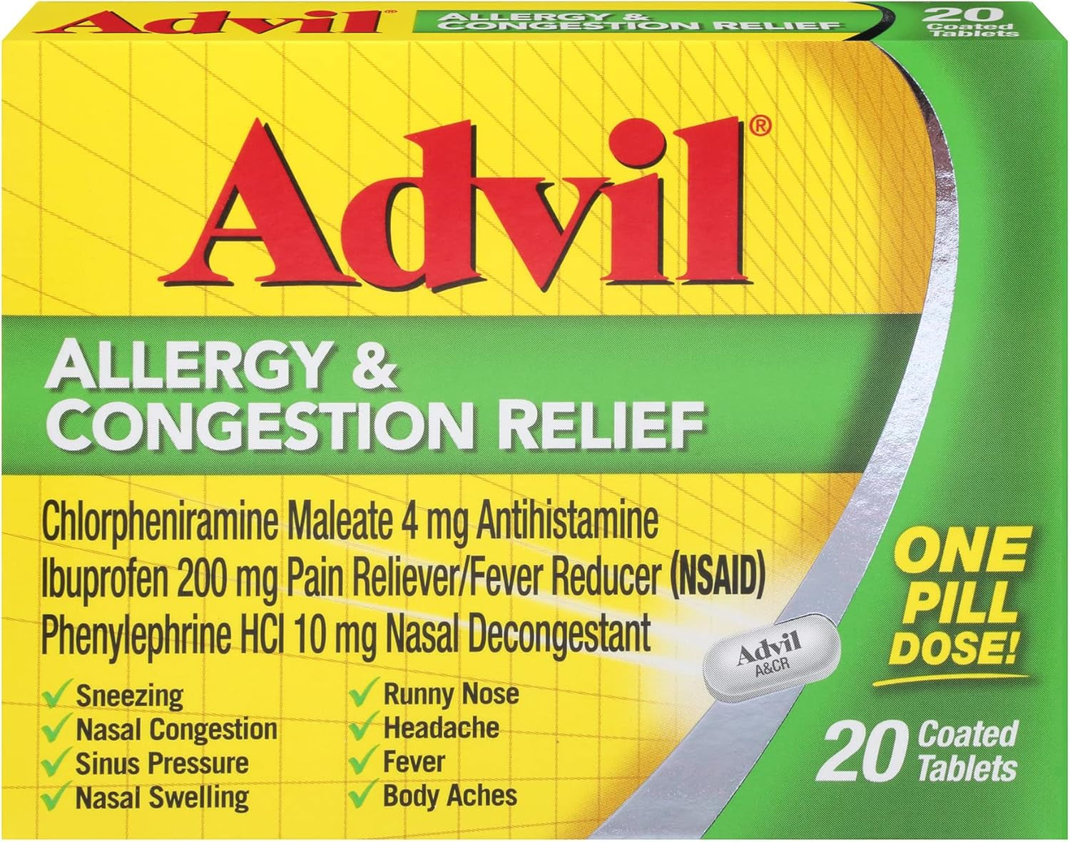 Allergy Relief, Ibuprofen 200Mg, Pain Relief, 20 Tablets