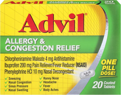 Allergy Relief, Ibuprofen 200Mg, Pain Relief, 20 Tablets