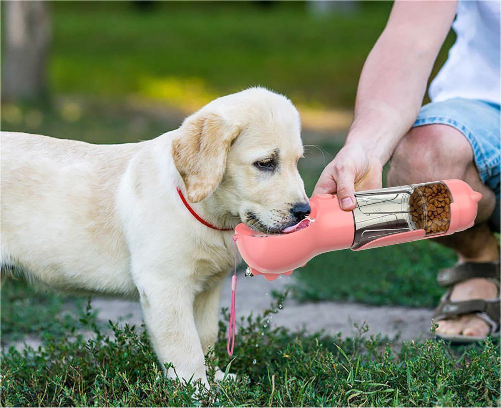 Pet Water Bottle Feeder Bowl Garbage Bag Storage Portable Pet Outdoor Travel 3 In 1 Dog Water Bottle