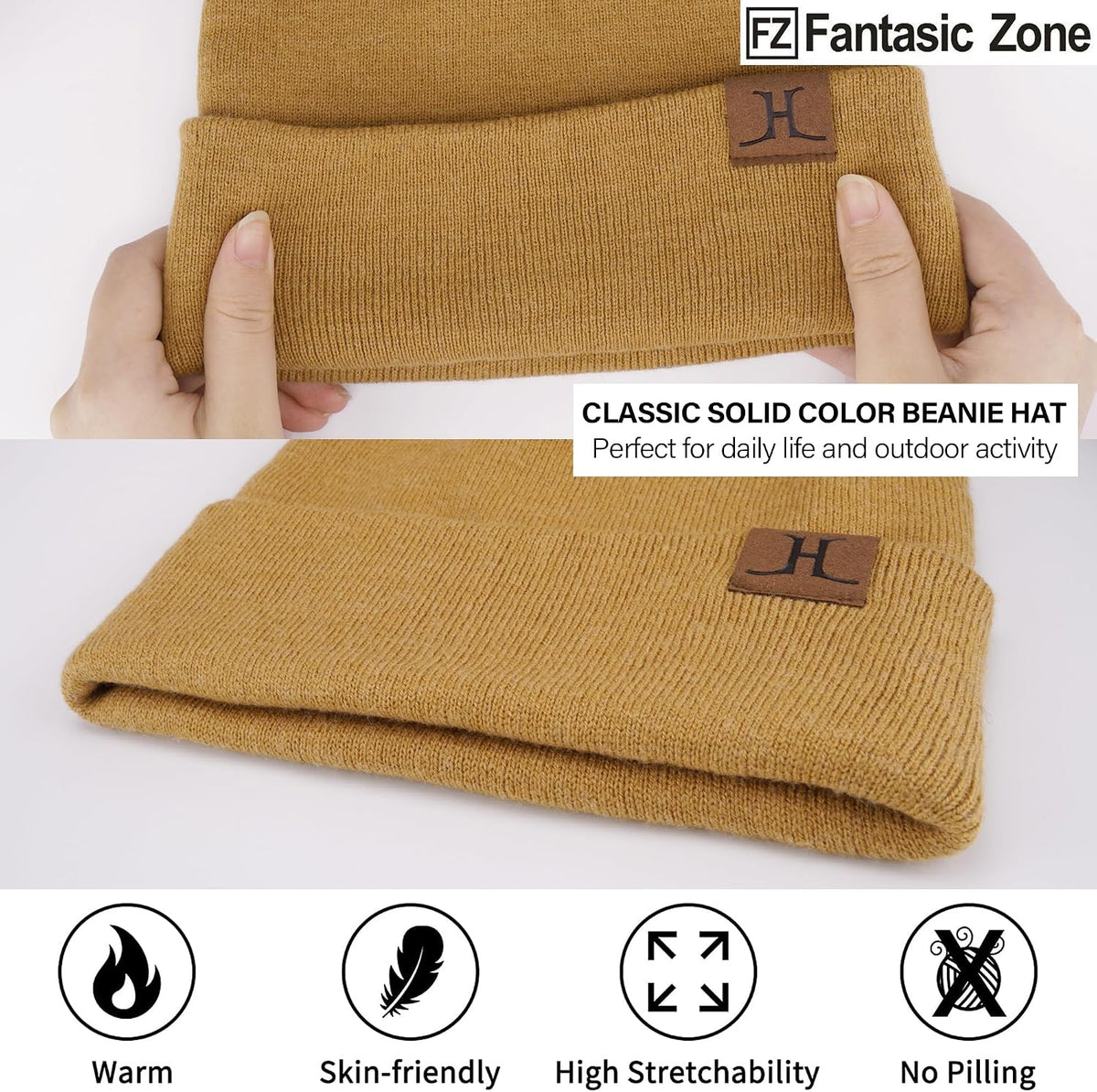 Mens Winter Warm Beanie Hats and Scarf Touchscreen Gloves