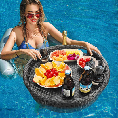 Floating Tray for Pool，Floating Pool Tray, Floating Tray - Floating Pool Table, Ideal for Food & Drinks - Floating Table for Pool - Essential Floating Food Tray for Pool Activities(Round)