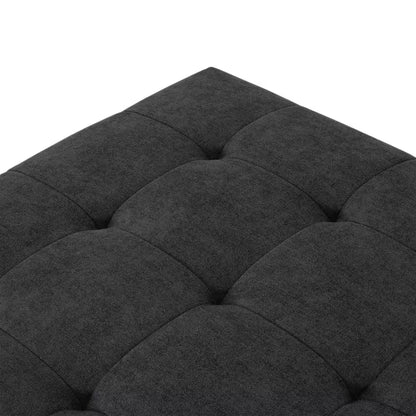 Ansel Mid-Century Modern Charcoal Grey Chenille Upholstered Square Tufted Accent Ottoman