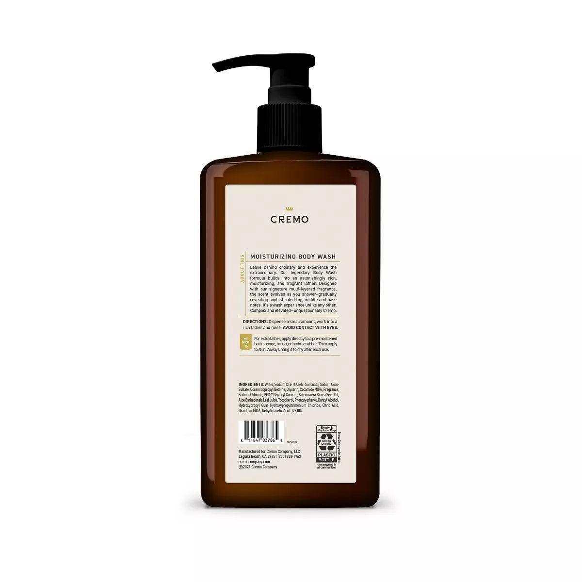 Cremo Italian Bergamot Body Wash - 32 Fl Oz: Liquid, for Normal Skin, Whole Body, Pump Bottle