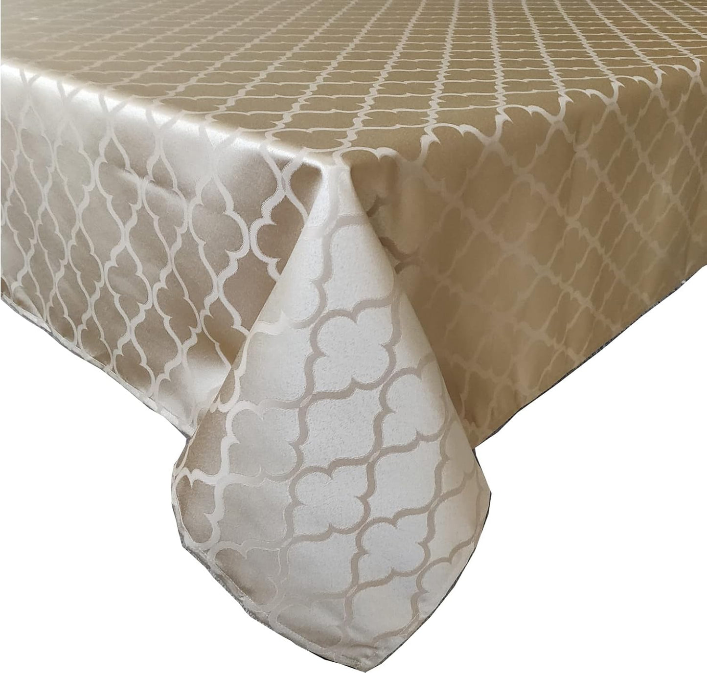 60 X 102 Inch Rectangular Moroccan Flower Jacquard Tablecloth Table Cover - Spill Proof/Stain Resistant/Waterproof/Wrinkle Free/Heavy Duty - Great for Parties, Dinner, Wedding (Gold)