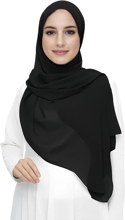 Premium Chiffon Hijab Head Scarf Shawl Wrap for Muslim Women Lightweight